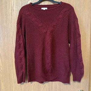 LC Lauren Conrad Maroon Cable Knit Sweater